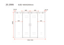 Slide nis schuifdeur dubbel 1800 x 2000 x 8 mm nano helder glas/mat zwart