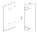 Less inloopdouche rechts 900 x 2000 x 8 mm nano spiegelrook- naar helder glas/geborsteld brons koper