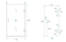 Less nisdeur rechts 800 x 2000 x 8 mm nano spiegelrook- naar helder glas/geborsteld messing