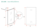 Square inloopdouche 900 x 2000 x 8 mm nano helder glas/geborsteld messing