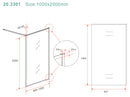Square inloopdouche 1000 x 2000 x 8 mm nano helder glas/geborsteld messing