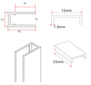 Slim profile set with stabilizing bar 120 cm chrome
