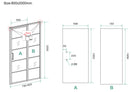 Horizon nisdeur met vast deel en raster 800 x 2000 x 8mm nano helder glas/mat zwart