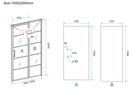 Horizon nisdeur met vast deel en raster 1000 x 2000 x 8mm nano helder glas/mat zwart