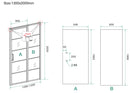 Horizon nisdeur met vast deel en raster 1300 x 2000 x 8mm nano helder glas/mat zwart