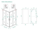 Skyline hoekinstap cabine met 2 schuifdeuren 1000 x 1000 x 2000 x 8 mm nano helder glas/mat zwart