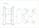 Pento cabine met 1 draaideur 1000 x 1000 x 2000 x 8 mm nano helder glas/chroom