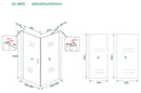Salone cabine met 1 draaideur 900 x 900 x 2000 x 8 mm nano helder glas/mat zwart