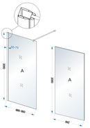Comfort inloopdouche 900 x 2000 x 10 mm nano melkglas/chroom