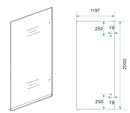 Less glasplaat rechts 1200 x 2000 x 8 mm nano spiegelrook- naar helder glas
