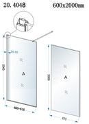Eco inloopdouche 600 x 2000 x 8 mm nano helder glas/chroom