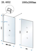 Eco inloopdouche 1000 x 2000 x 8 mm nano helder glas/chroom