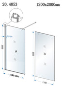 Eco inloopdouche 1200 x 2000 x 8 mm nano helder glas/chroom