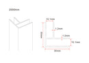 Slim corner profile 2000 x 10 mm brushed brass