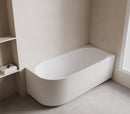 Rivi hoekbad rechts 170 x 80 cm acryl mat wit met waste mat wit