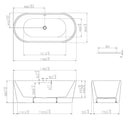 Libero freestanding bath 178 x 80 cm acrylic matt white with matt white waste