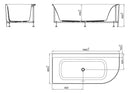 Baignoire d'angle Zenn gauche 180 x 80 cm acrylique blanc mat avec vidage blanc mat