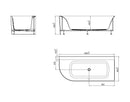 Zenn corner bath right 180 x 80 cm acrylic gloss white with waste gloss white