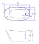 Trapeze freestanding bath 150 x 72 cm acrylic gloss white with wash gloss white