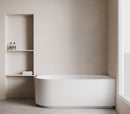 Rivi hoekbad rechts 180 x 80 cm acryl mat wit met waste mat wit