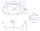 Oval freestanding bath 170 x 78 cm acrylic matt white with matt white waste