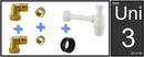 Uni-3 fontein/wast. aansluitset+PVC sifon