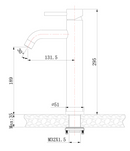 304 washbasin tap high with coldstart brushed stainless steel