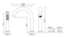 Pièce de finition Caral pour bord de baignoire thermostat 4 trous noir mat