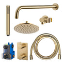 Caral inbouwthermostaat compleet met hoofddouche 25 cm en staafhanddouche geborsteld messing