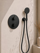 Caral inbouwthermostaat 2 weg rond compleet met hoofddouche 30 cm en 3 standen handdouche handdouche mat zwart