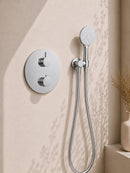 Caral inbouwthermostaat 2 weg rond compleet met hoofddouche 25 cm en 3 standen handdouche handdouche chroom