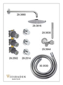 Caral inbouwthermostaat 2 stopkranen compleet met hoofddouche 30 cm en staafhanddouche chroom