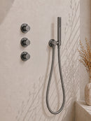 Caral inbouwthermostaat 2 stopkranen compleet met hoofddouche 30 cm en staafhanddouche gunmetal