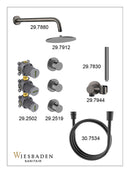 Caral inbouwthermostaat 2 stopkranen compleet met hoofddouche 25 cm en staafhanddouche gunmetal
