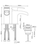 Alegra waterfall washbasin tap with clickwaste chrome