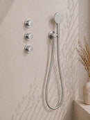 Caral inbouwthermostaat 2 stopkranen compleet met hoofddouche 25 cm en 3 standen handdouche geborsteld staal