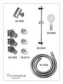 Caral inbouwthermostaat 2 stopkranen compleet met Beam hoofddouche glijstang en 3 standen handdouche chroom