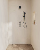 Caral inbouwthermostaat 2 stopkranen compleet met Beam hoofddouche glijstang en 3 standen handdouche mat zwart