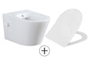 Vesta wandcloset rimless met bidetkraan koud water met Shade slim toiletzitting mat wit