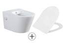 Vesta wandcloset rimless met bidetkraan warm koud water met Shade slim toiletzitting glans wit