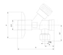 Luxor angle valve with filter 1/2" x 3/8" or compression 10 mm chrome