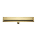 Douchegoot met tegelrooster en flens 90 x 7 cm geborsteld messing