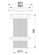 UniMatch open afvoerplug verlengd 5/4" geborsteld brons koper PVD