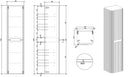 Sulora kolomkast afgeronde hoeken geribbeld 160 x 40 x 35 cm walnoot
