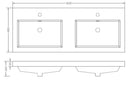 Vision wastafel dubbel met 2 kraangaten 120x46x5