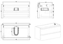 Novira onderkast afgeronde hoeken met 2 laden 1 uitsparing 100 x 48 cm mat wit