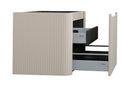 Sulora onderkast afgeronde hoeken geribbeld met 1 lade 1 uitsparing 120 x 48 cm mat beige