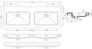 Kera wastafel dubbel zonder kraangat 120x46x5 cm keramiek glans wit