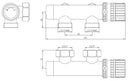 Thermostatic bottom block, right-angled, 3/4" chrome