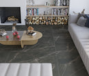 Carrelage de sol Quasar Noir 60x120 cm Rectangulaire - Porcelaine Mat Résistant au gel - Aspect marbre Noir profond
